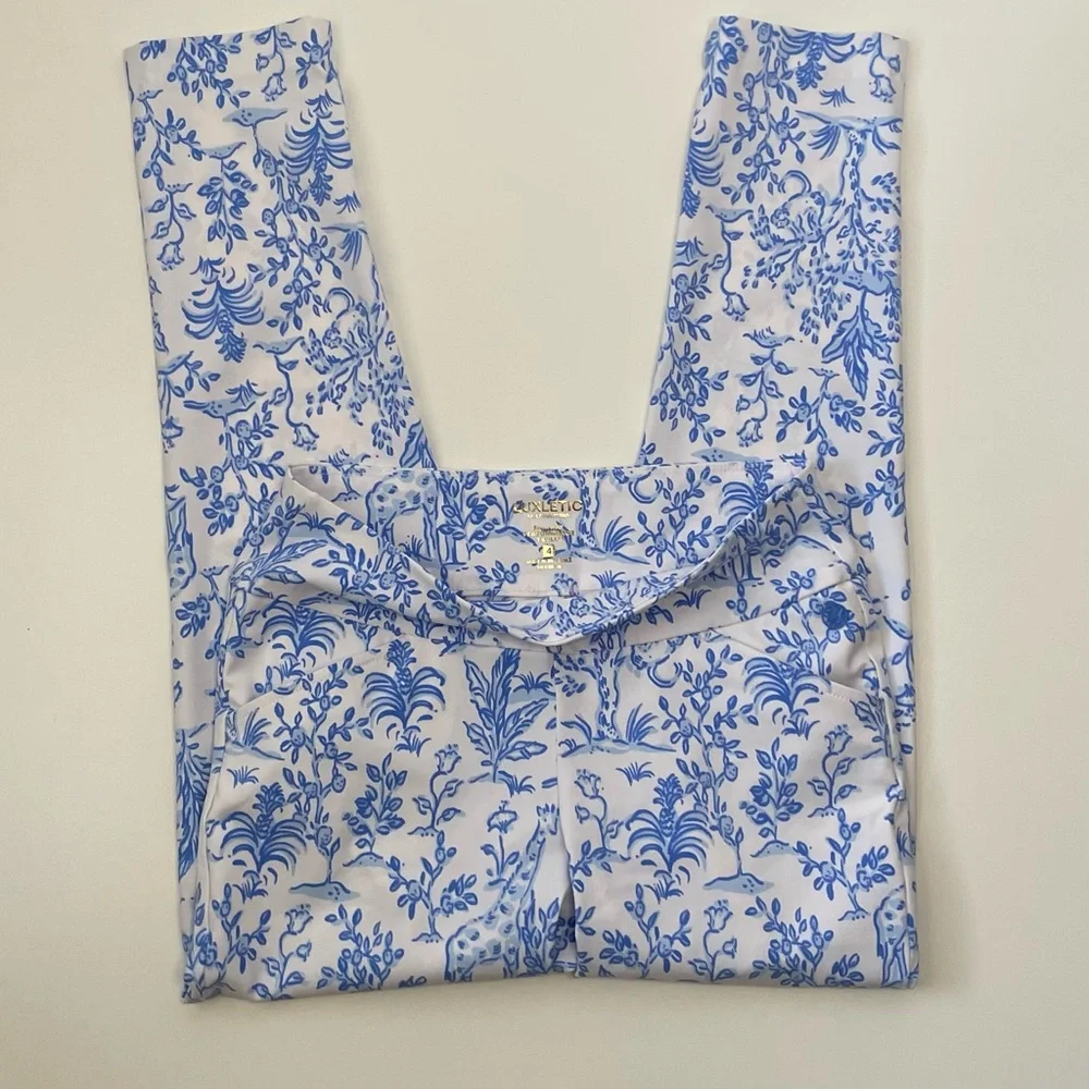 Lilly Pulitzer Luxletic Corso Pants Resort White Tall Tales Golf Athleisure Sz 4 - Picture 10 of 16